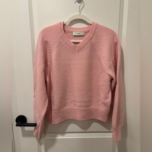 Dunst Pink Merino Wool V-Neck Sweater